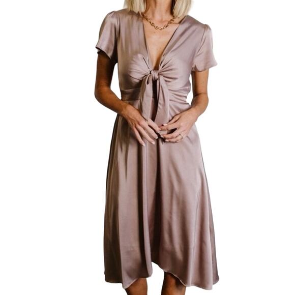 Baltic Born Dresses & Skirts - Baltic Born Poppy Satin Midi Dress Size XL Mauve Pink Cocktail Wedding Party